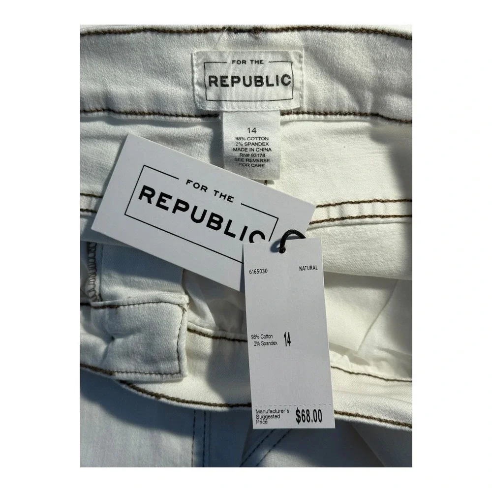 For The Republic Women's Natural White Crop Wide Leg Jeans Size 14 New With Tags